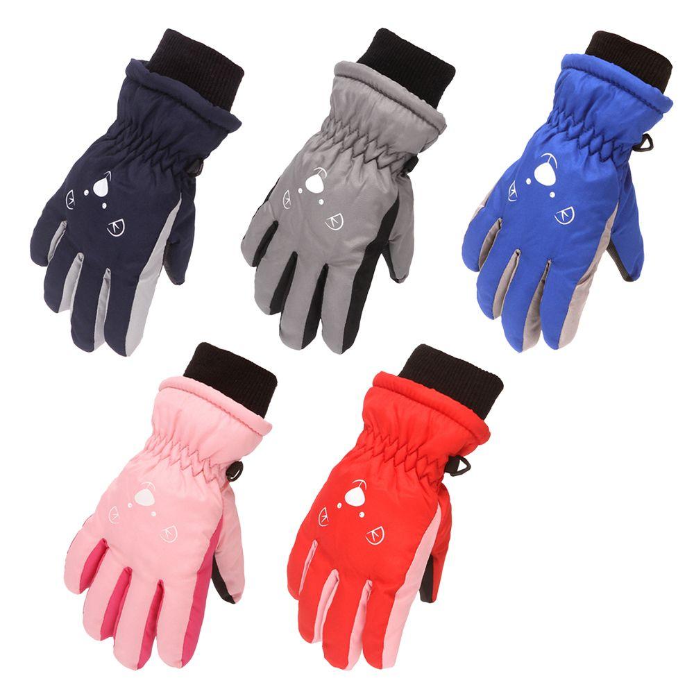 Children Boys Girls Cartoon Cute Non-slip Thick Warm Waterproof Kids Ski Gloves Sports Mittens