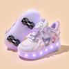Kuromi Girl's Luminous Roller Shoes & Eight-Wheel Skates 