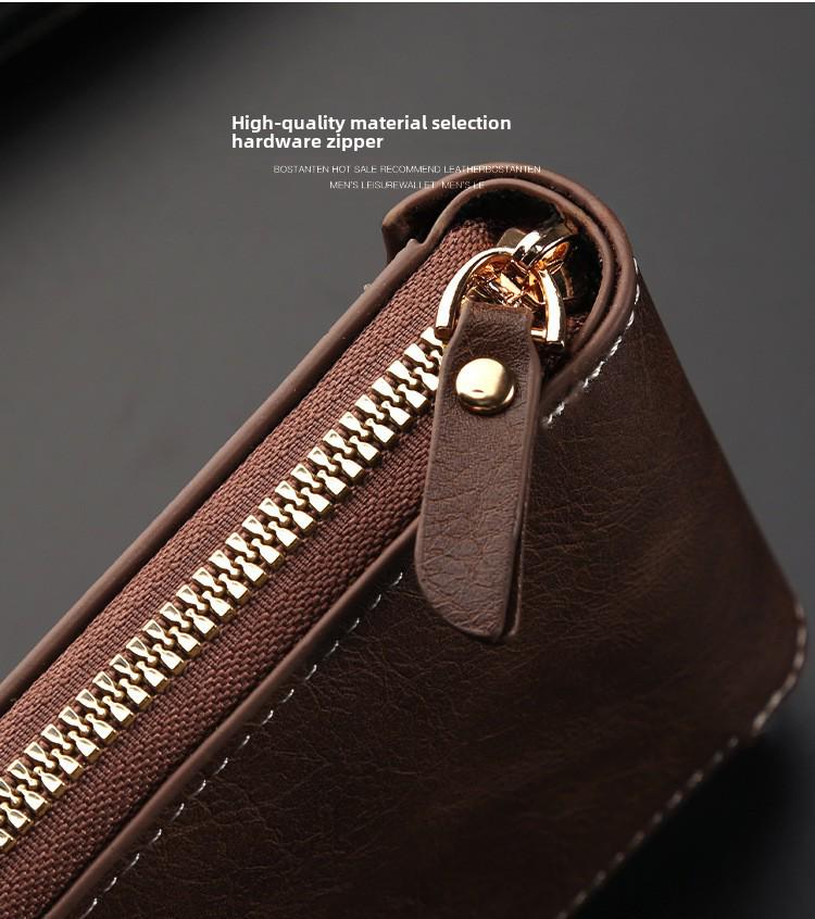 Men's Retro Simple Multi-Card Slot Polyester Zipper Wallet