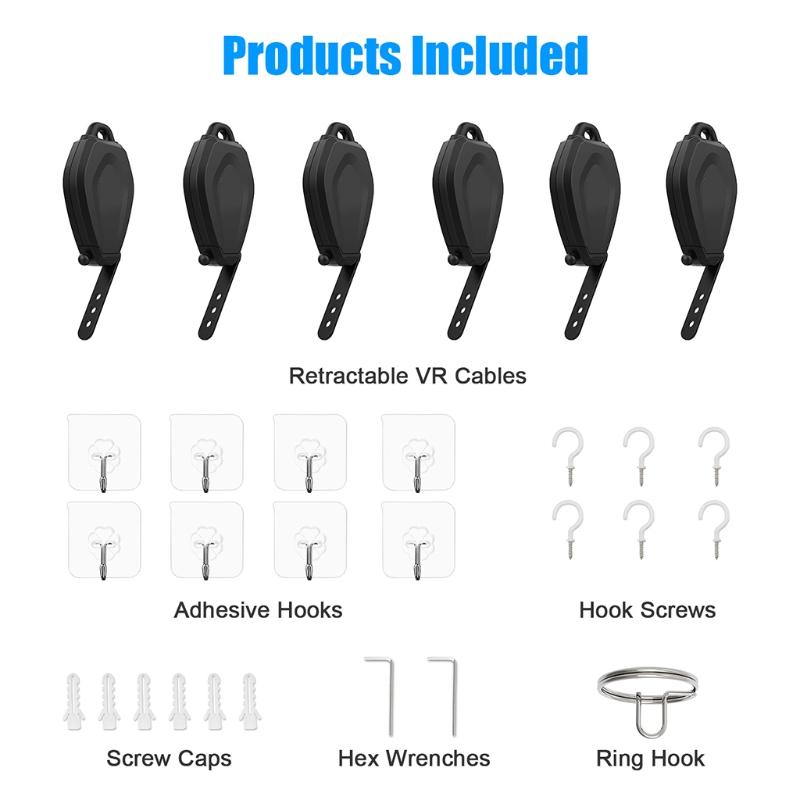 For Oculus Quest 2/Rift/Rift S/Valve Index HTC Vive Reverb  Link Cable VR Cable Retractable Ceiling Pulley System