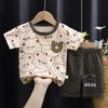 Set Vollbär Aufdruck Baumwolle Kurzarm T-Shirts und Shorts 2 Teile Atmungsaktives Outfit Für Mädchen Neue Jungen Sommerkleidung