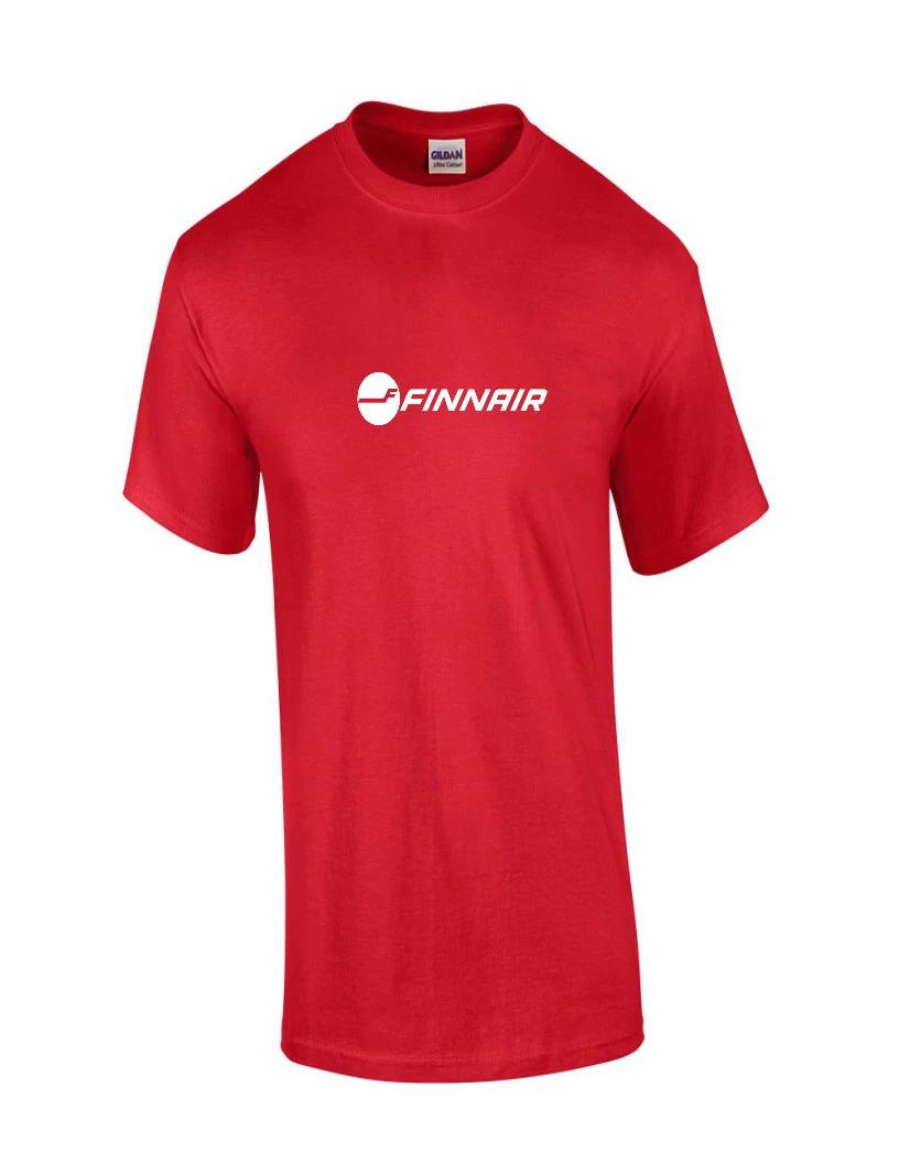 Finnair White Retro Logo Finnish Airline Red Cotton T-Shirt XL