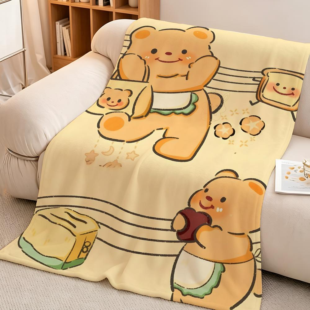 Character B-Butter B-Bear Throw High-Density Short Plush Blanket Soft Skin-Friendly for Sofa Nap Air-Conditioned Room