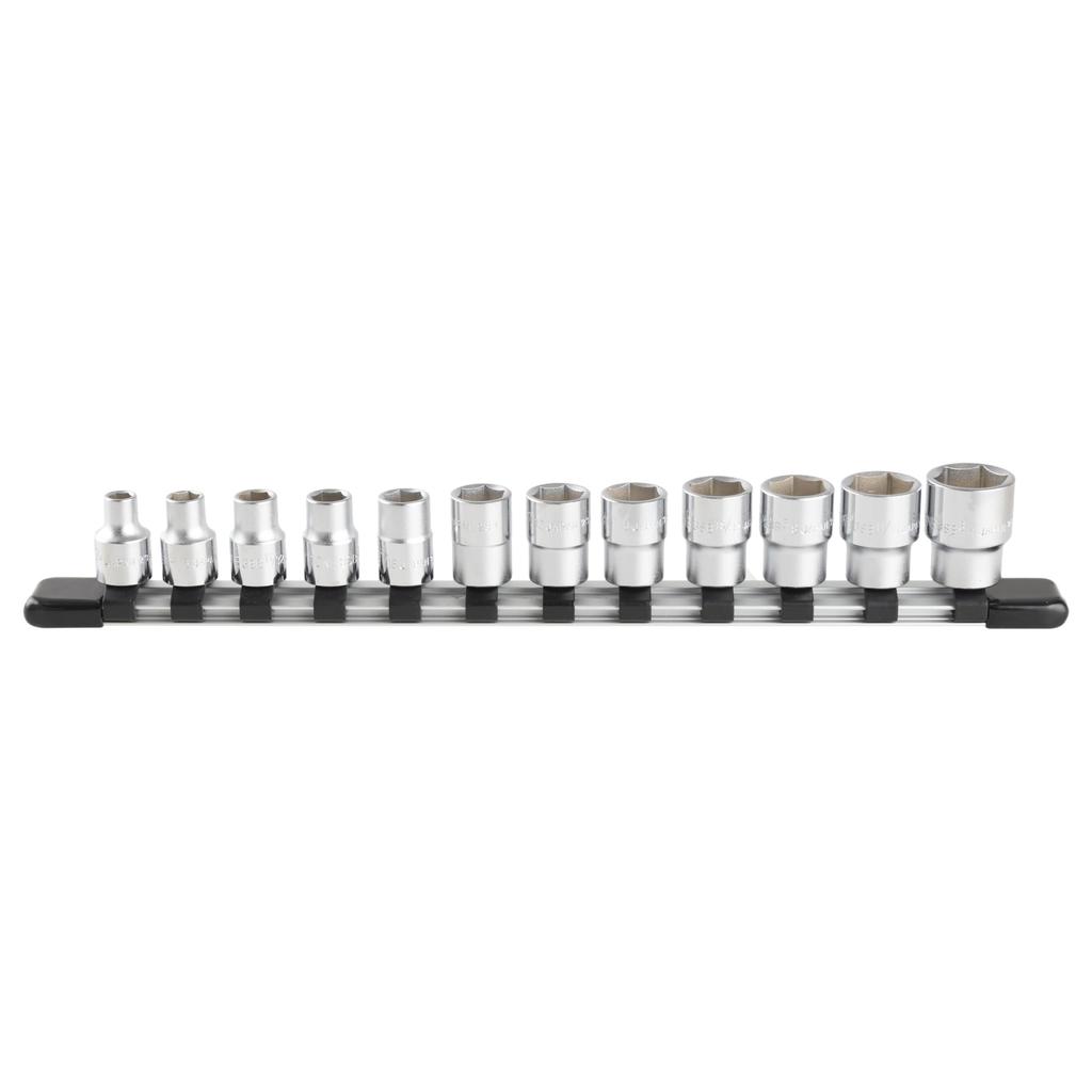 TONE Socket Set with Inch 12 Pieces (Hexagonal, Holder) HSB312, 9.5mm (3/8") Drive,