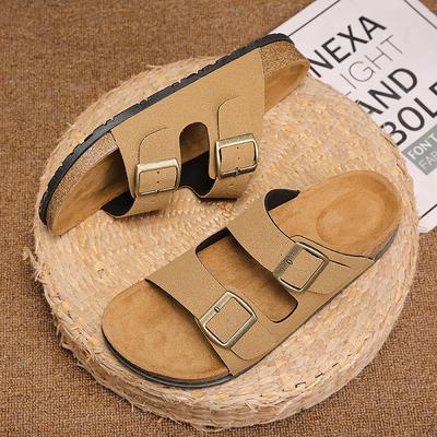 Sandalias Zuecos Chanclas Deslizantes de Corcho para Hombre con Dobles Hebillas Cuero de Ante Plantilla Confort Clásicos Suelas Saludables Verano