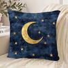 1 Pezzo Copricuscino Decorativo Luna Stellata Celeste Poliestere Stampa 2D Double-Sided Per Divano Camera da Letto Soggiorno Decorazione Regalo Celeste