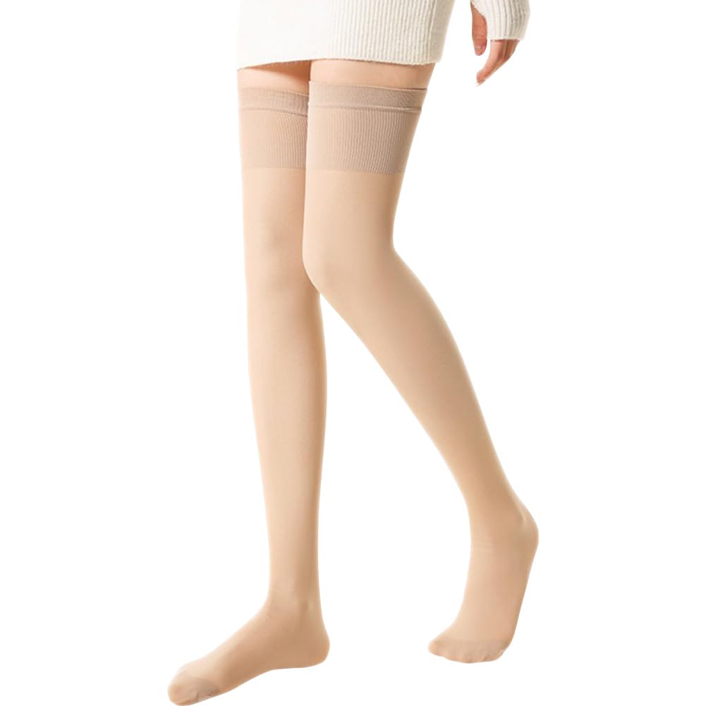 Guoyupika Faux Compression Skin Long Room Winter Warm Cold Weather Working from Sleeping Skin Fleece Knee-High Socks, Fleece-Lined, Water-Filtering