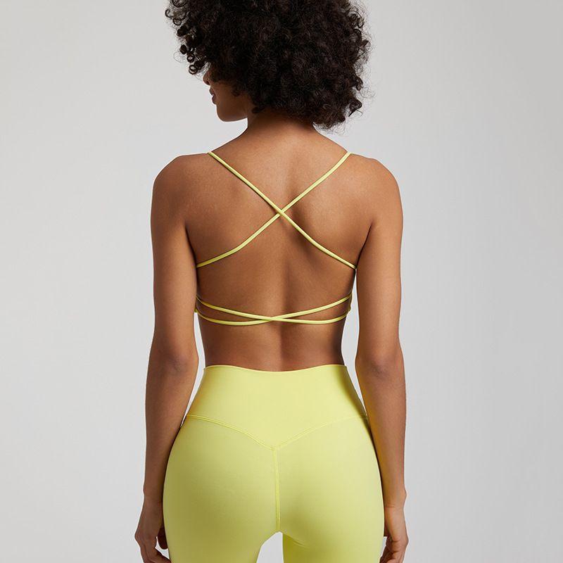 Candy Color Nude Feel Workout Bra Outdoor Tight Running Exercise Underwear Shockproof Quick-Drying Workout Clothes Tops Women