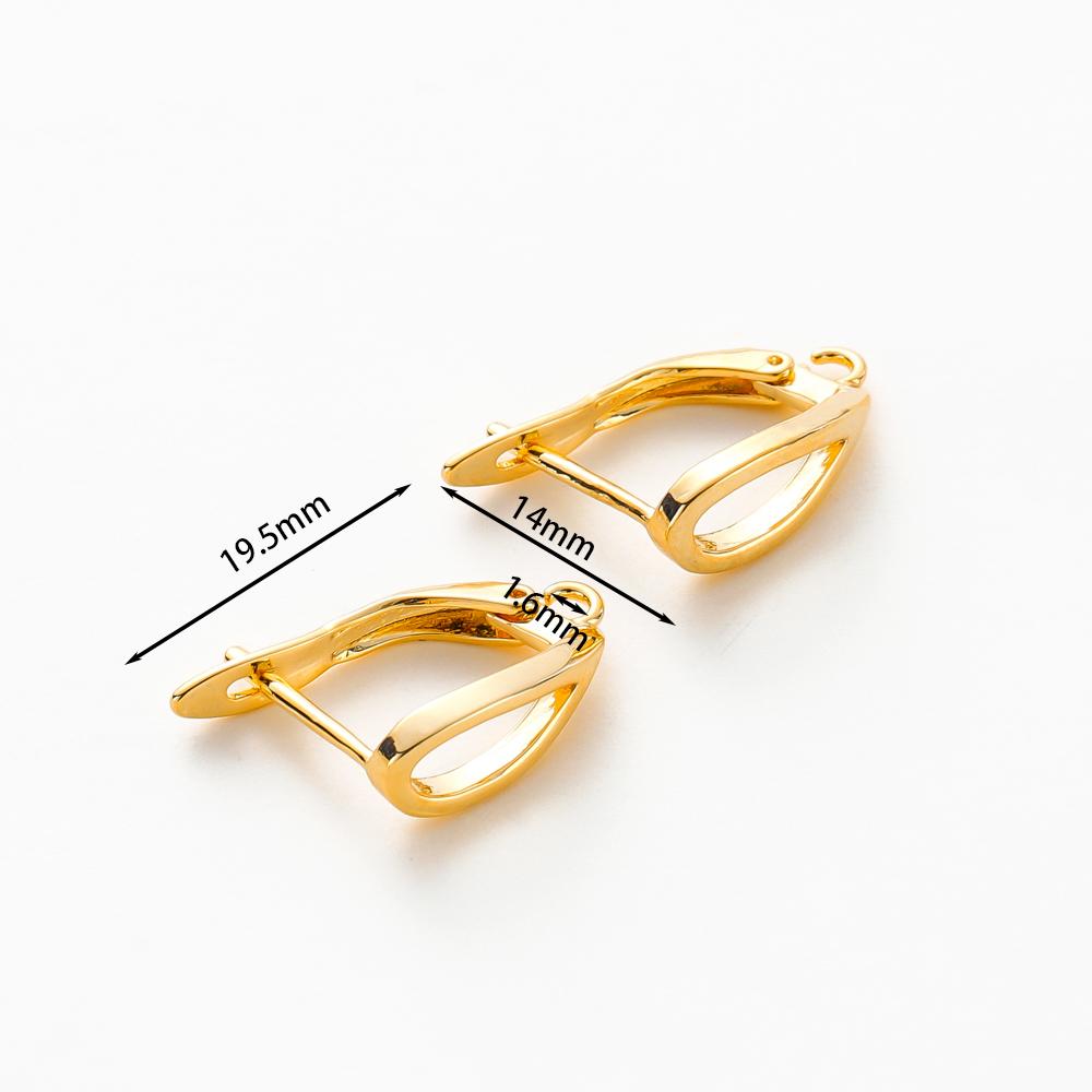 4PCS 14x20MM Hole 1.6MM 14K 18K Gold Color Brass Ear Hook With Pins Earring Clasp DIY Jewelry Making Findings Accessories