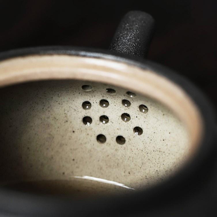 240ml Ceramic Side Handle Teapot Black Ceramic Retro Kung Fu Tea Set