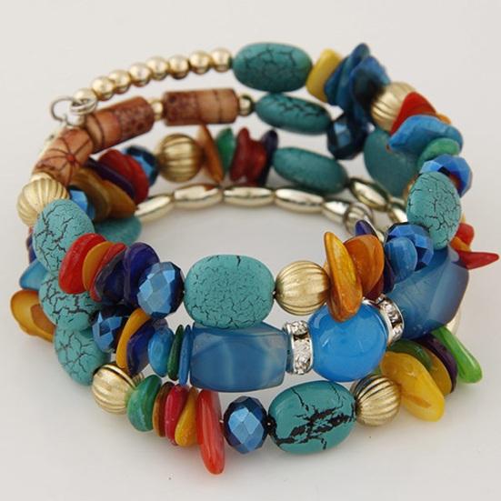 Unisex Bracelet Alloy Irregular Shape Stones Multi-layered Stacking Retro Ethnic Bohemian Faux Turquoise Faux Agate Elastic Cord Wrist Jewelry