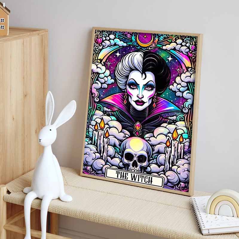 Disney 5D DIY Diamond Painting Cruella Dark Neon Tarot Style Illustration Full Round Diamond Mosaic Cartoon Dog Embroidery Art Painting Home Decor