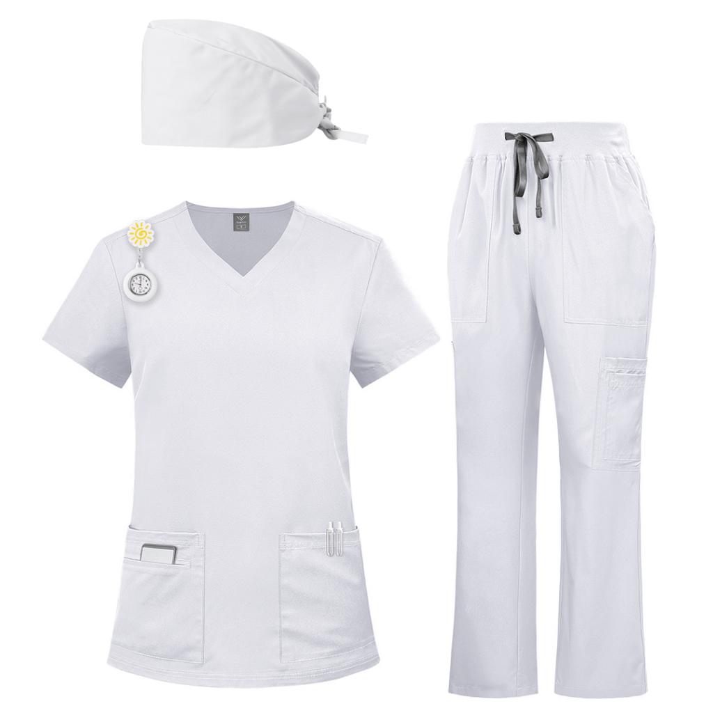 Comprehensive Training Outfit Unisex Solid Scrub Set With Hat For Beauty Salon Maternity