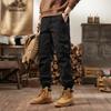 New men's American retro trend casual pants outdoor mountain multi-pocket tied feet trendy overalls men's