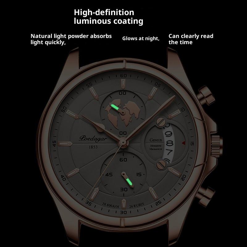 Top Brand Waterproof Multifunctional Luminous Men's Watch Fashion Business Calendar Watch
