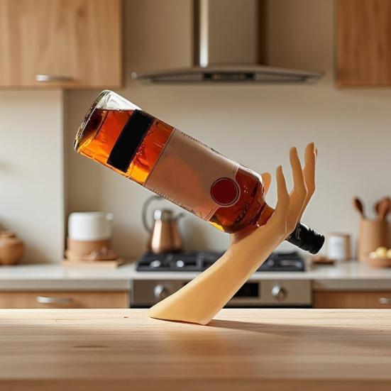 Hand Illusion Wine Bottle Holder Hand Shaped Beer Bottle Display Stand Organizer Rack Home Kitchen Bar Dining Table Desktop Decoration