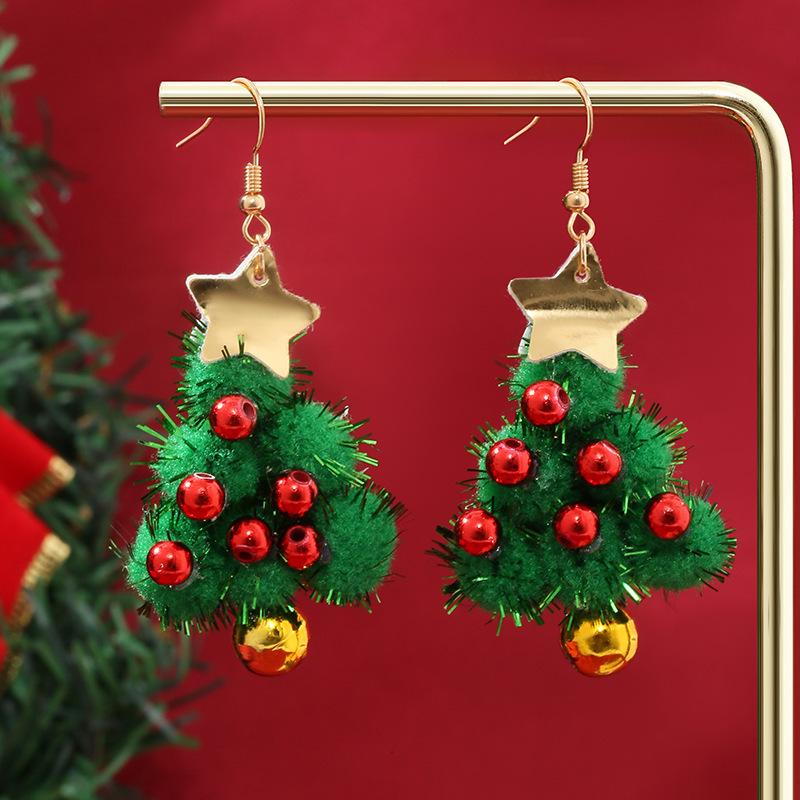 European & American Christmas Tree Bell Stud Earrings - Creative Fashion Style