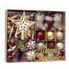 70Pcs/Box Assorted Merry Christmas Ornament Shatterproof Xmas Ball Star Tree Topper Hanging Stocking Snowflake Holiday Party Decoration