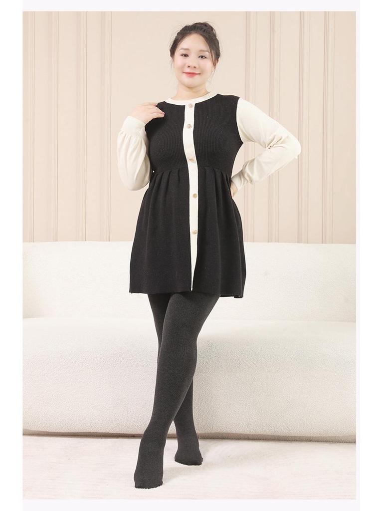 Plus Size Women's High Waist Tummy Control Cotton Leggings with Hip Lift - Extra Large Slimming Pantyhose for Spring and Autumn