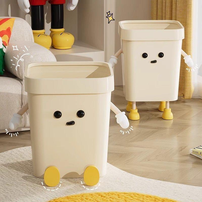 Creative & Cute Cartoon Trash Can - Large Capacity Wastepaper Basket for Kids' Bedroom or Bathroom