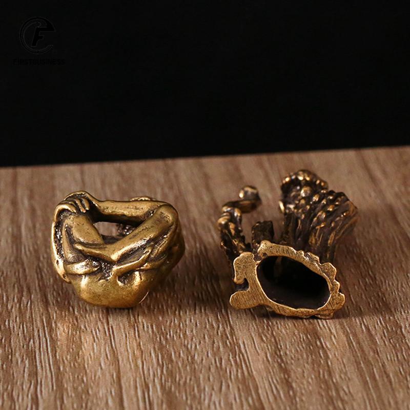 Retro Brass Sitting Bodhidharma Buddha Statue Desk Ornaments Metal Copper Dharma Figurines Miniatures Home Decorations Accessory