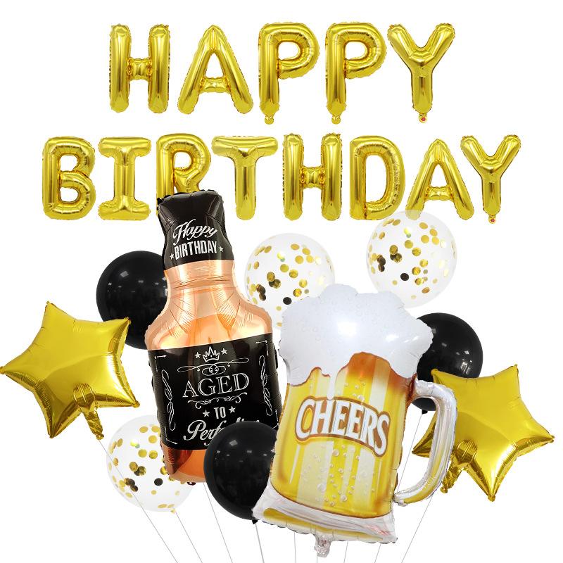 Aluminum Film Balloon Whiskey Beer Bubble Wine Glass Bottle Pentagram Party Combination Set