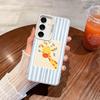 For Samsung Galaxy S24 S23 Ultra Plus FE S25 S22 Ultra Plus S21 FE Laser Phone Case Checkered Grid Cute Animals Pattern Covers
