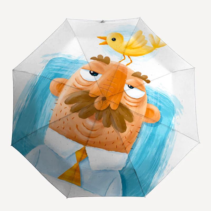 

1pc Bird on Head Man with Bird Umbrella That Opens Closes Automatically Perfect Gift with a Convenient Folding Mechanism 93