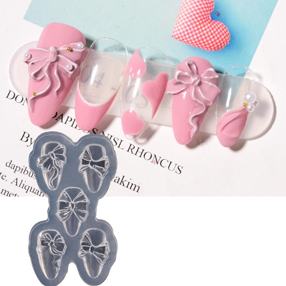 Bowknot Nail Carving Decor Heart Fingernail Love Ornament Stamping  Stencil