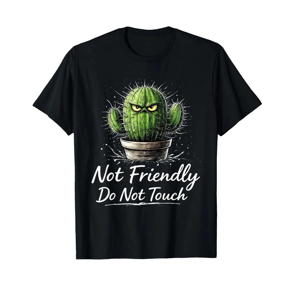 Not Friendly Do Touch Kaktus T Shirt Sarkastisches Zitat Vintage Graphic Unisex Casual Stylish Versatile Stretched