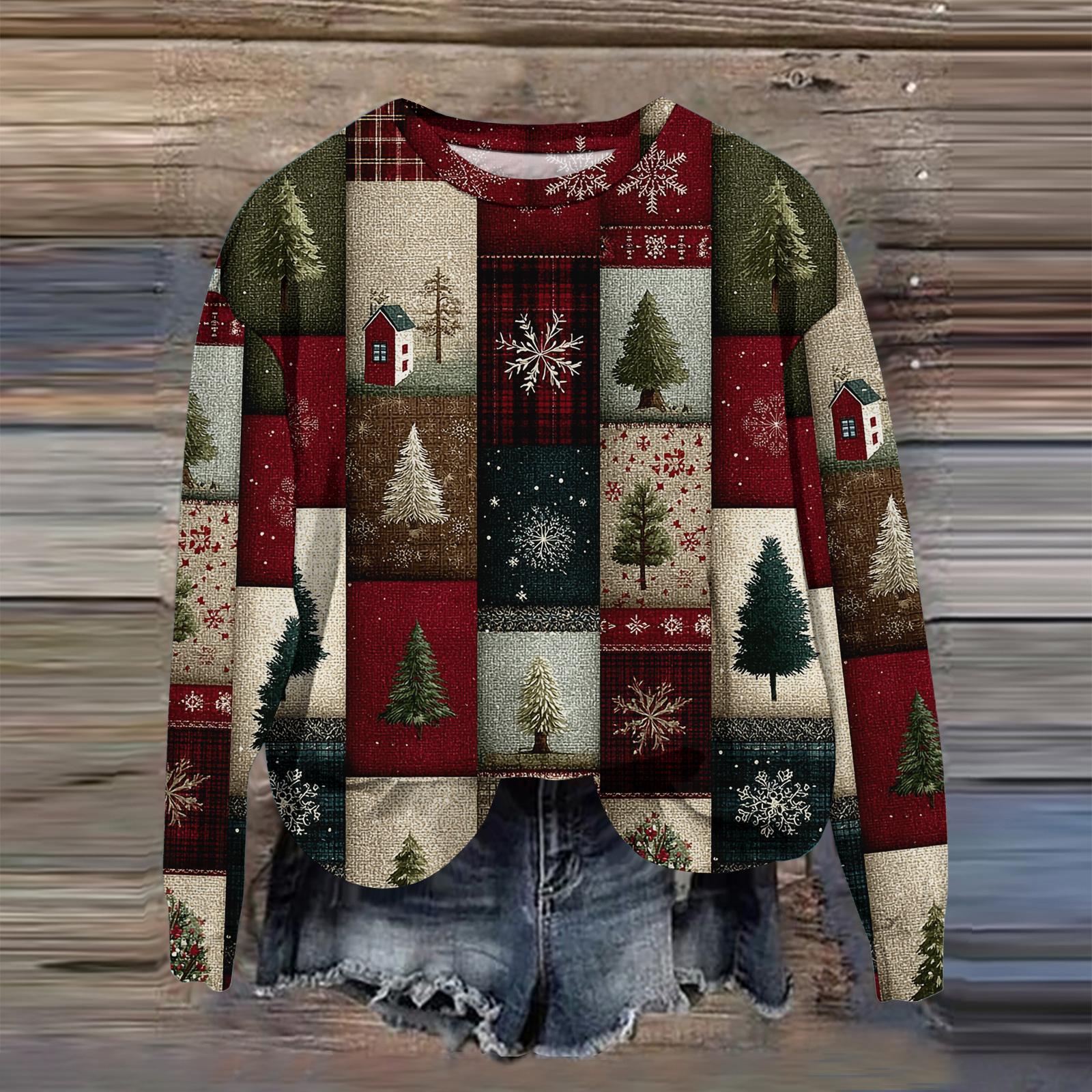 

Жіночий модний світшот з принтом, з довгим рукавом, вільного крою, з круглим вирізом, топ на осінь XXL винний