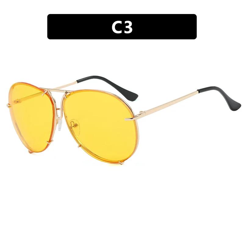 New Classic Pilot Oversized Men Sunglasses Vintage Metal Sun Glasses Women Mirror Gradient Colors Driving Male Shades Uv400