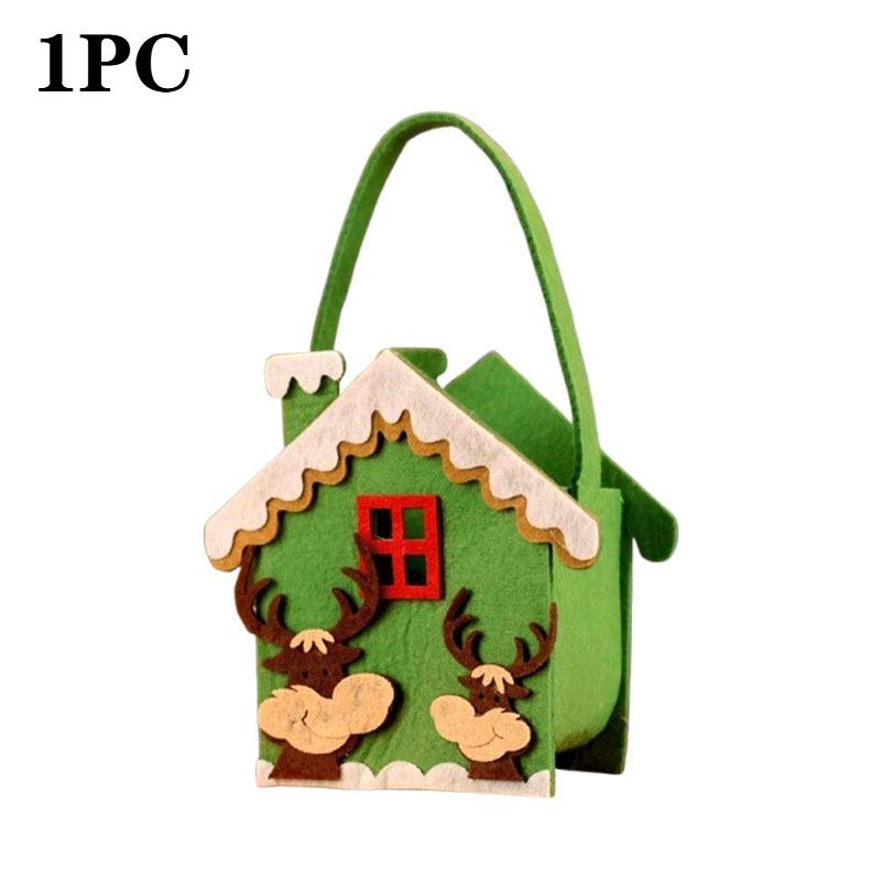 1-10PCS Christmas Felt Candy Bags Cartoon Apple Pouch Santa Sack Kids Gift Packaging Bag Xmas Tree Holiday Decoration