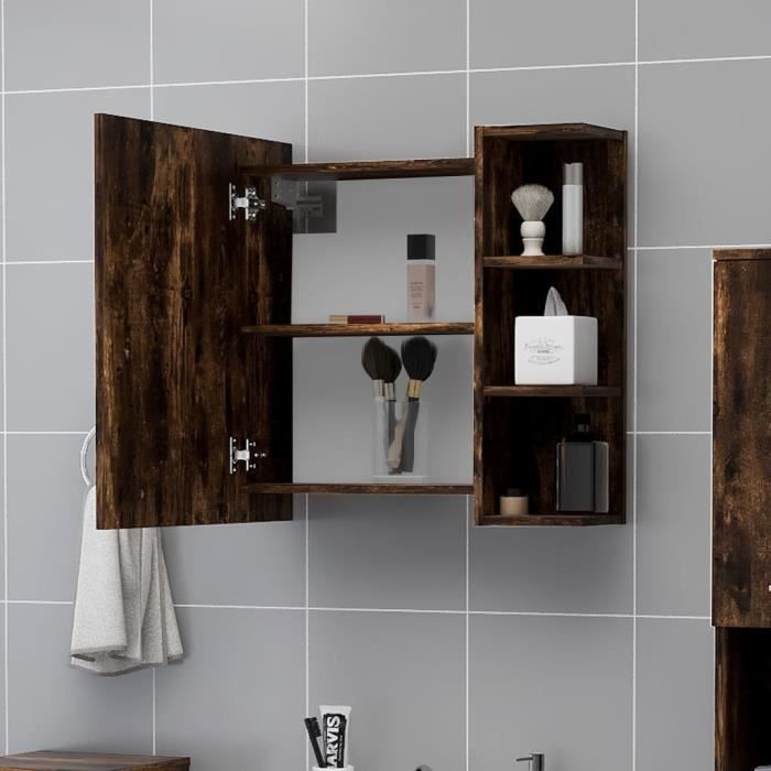 VidaXL Bathroom Mirror Cabinet Smoked Oak 62.5x20.5x64 Cm 826351