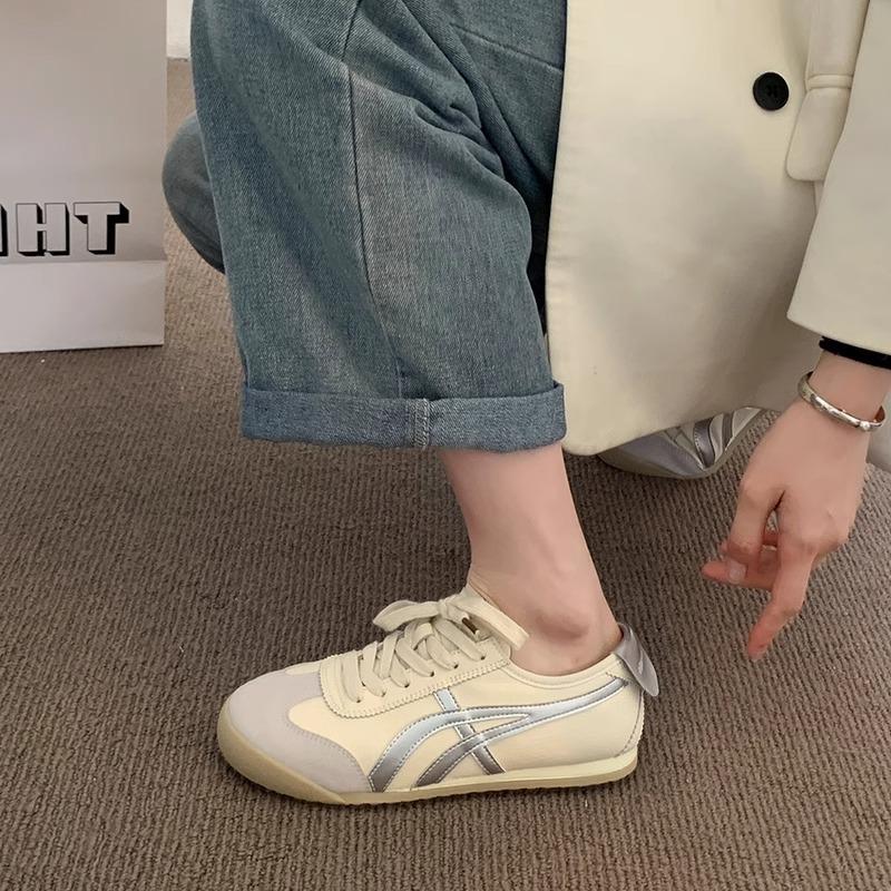 Fashion Forrest Gump shoes women's 2025 new summer silver flat-bottomed lace-up casual sports comfortable and lightweight white shoes