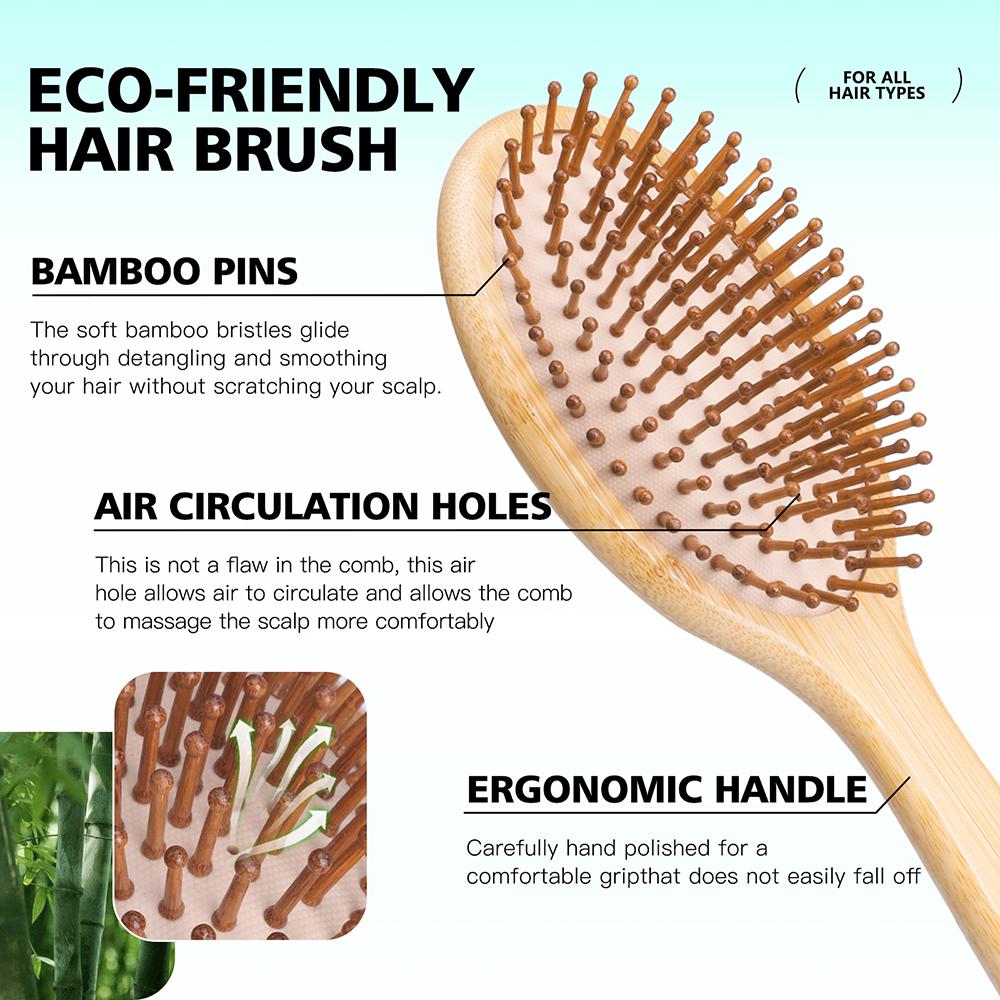 4pcs/Set Bamboo Wooden Hairdressing Comb Air Cushion Comb Wide Tooth Hair Comb Rat Tail Comb Holiday Gift
