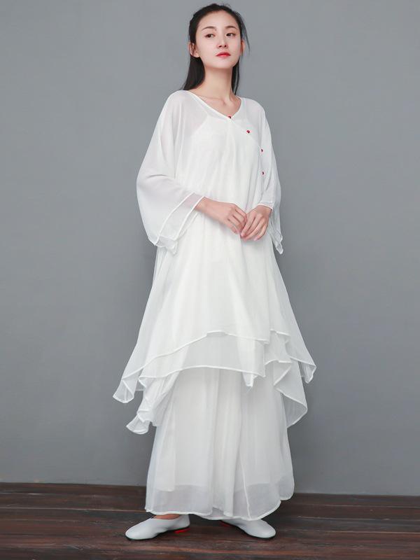 Women's Zen-Inspired Summer Hanfu Skirt - Retro Chinese Style