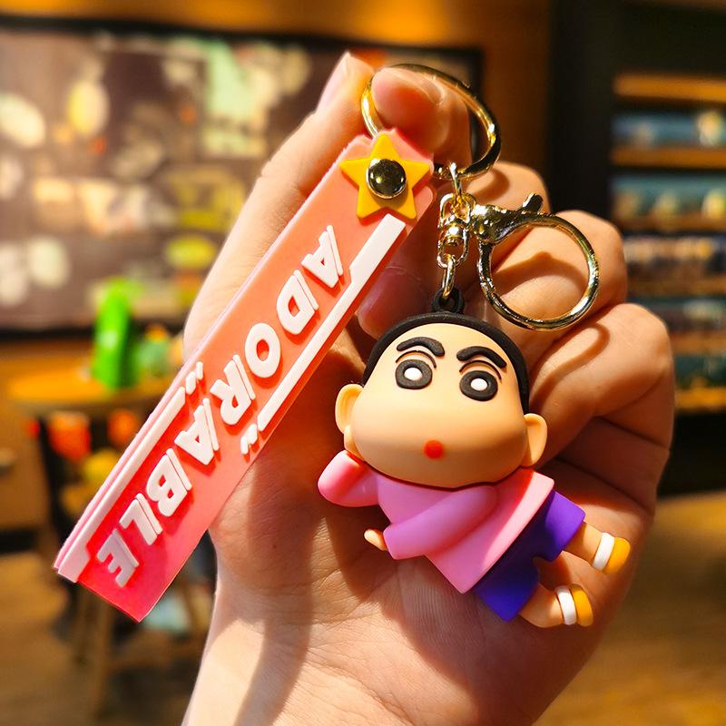 Crayon Shin-chan Cartoon Keychain Anime Figure Shiro Waniyama Buriburizaemon Backpack Decor Key Chain Car Keyring Gift Toy Anime