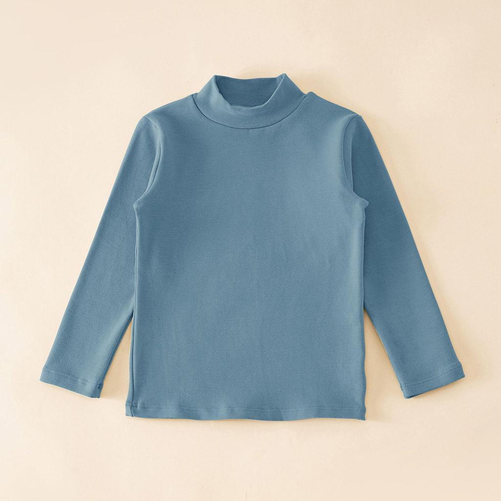 2024 Kids' Warm Long-Sleeve Mid-Collar Cotton T-Shirt for Autumn & Winter