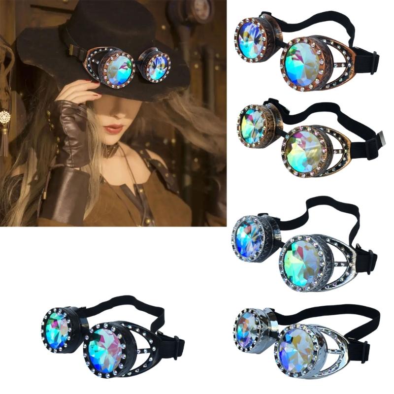 Kaleidoscope Goggles Steampunk Goggles Glasses Halloween Cosplay Party Costume Accessory Psychedelic Raves Goggles