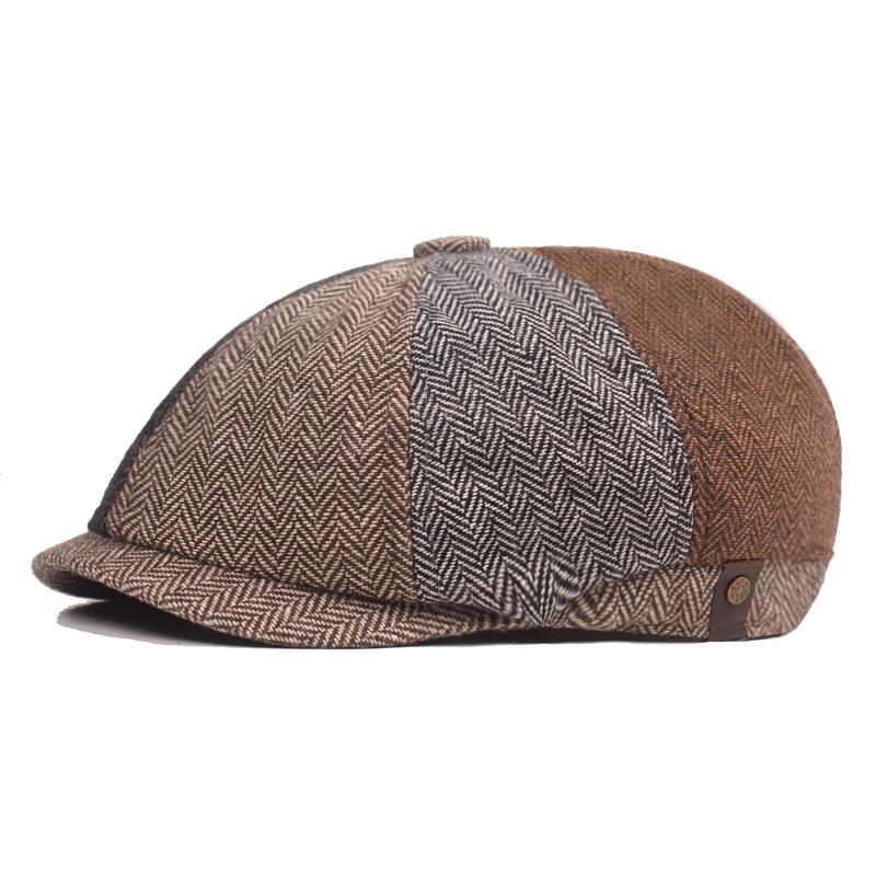 Bavlněný baret Pánská malířská čepice Newsboy čepice Klobouk Rybí kost Osmihranný klobouk