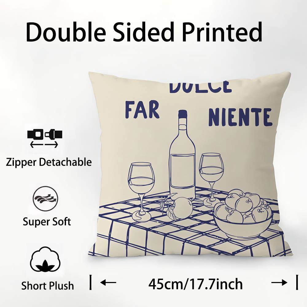 Mokkakanne Kaffee Pasta Liebhaber Wein Käse Kissenbezug Plüschstoff Weicher Kissenbezug Zweiseitiger Druck Kissenbezug Haushalt