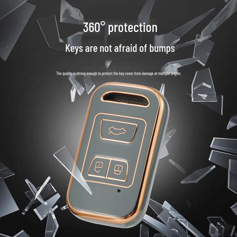 Chery Tiggo 5x/7/8 Key Case - High-End Gold Edge Shell for Men & Women