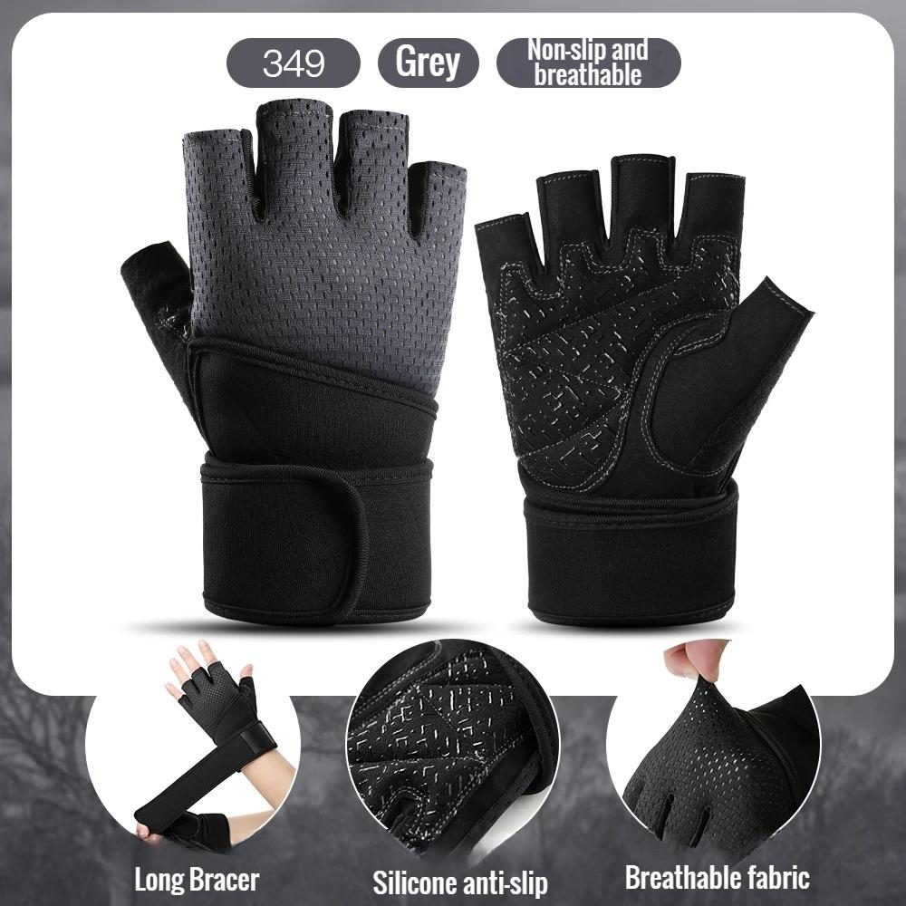 

Gym Gloves Grips Anti-Skid Wrist Straps Protector Ideal For Wrist Exercise Anti-Slip Half Finger Movement Anti-Cocoon Palm Protection L