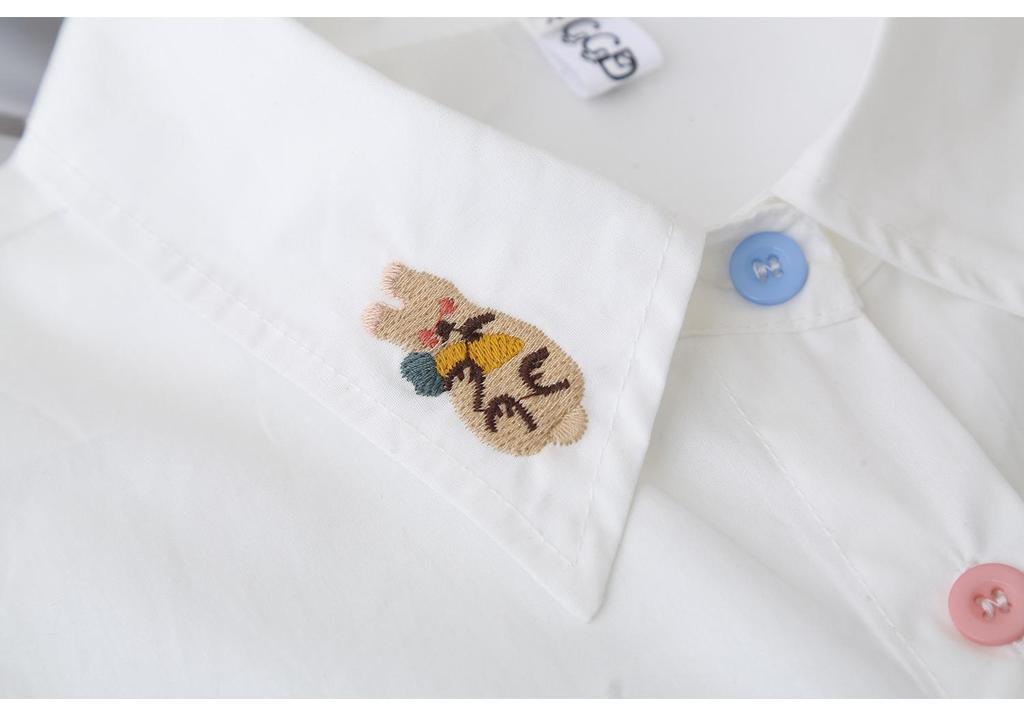 2026 Spring Plus Size Women's Cotton Long Sleeve Embroidered Shirt, Colorful Button Lapel Cardigan, Versatile Top 070