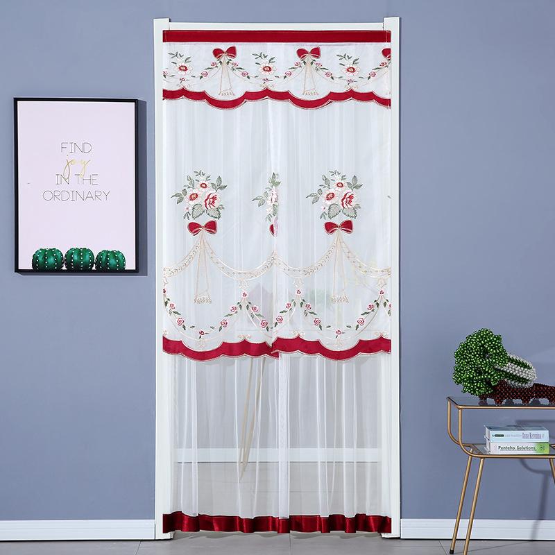 

Household Lace Door Curtain Free Punching Anti-Mosquito Screen Curtain Bedroom Kitchen Partition Curtain 90x120cm