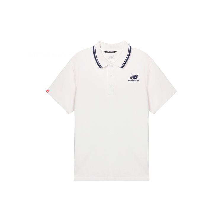 

Трикотажные мужские рубашки-поло с короткими рукавами New Balance с вышитым логотипом, белые AMT01983-WT