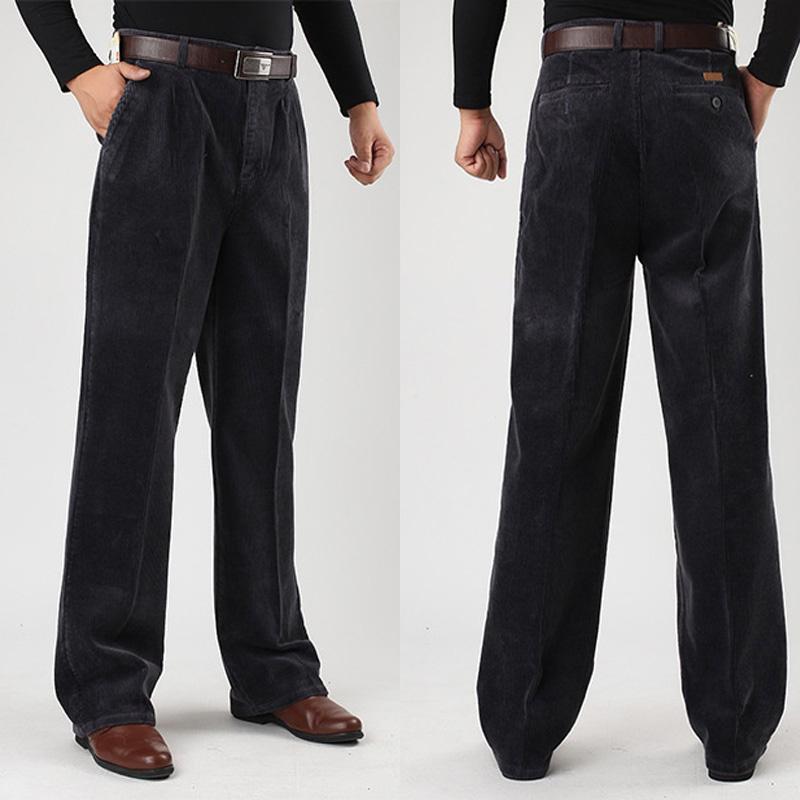 Men's Thick Corduroy Casual Pants Men's Corduroy High Waist Loose Thick Trousers