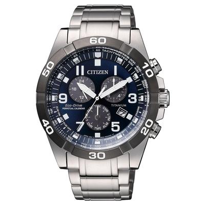 Hodinky Citizen Overseas Voděodolné Solární Napájení Stříbrné Námořnicky Modré Titanové Lehké Chronograf Business Analogové Solární [CITIZEN] Pánské BL5558-58L