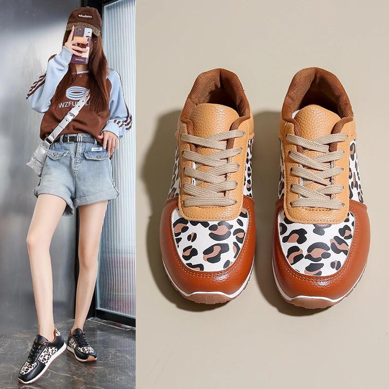 Spring and Autumn Sports Shoes Casual Board Shoes Women 2025 New PU All Soft Soles Plus Training Shoes